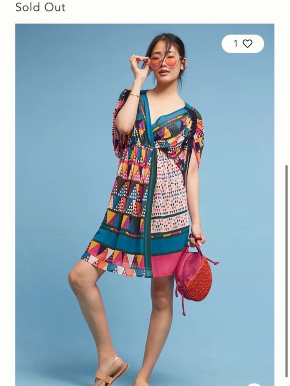 Maeve Multicolor Geometric Mini Dress - Teal, Pink & Yellow